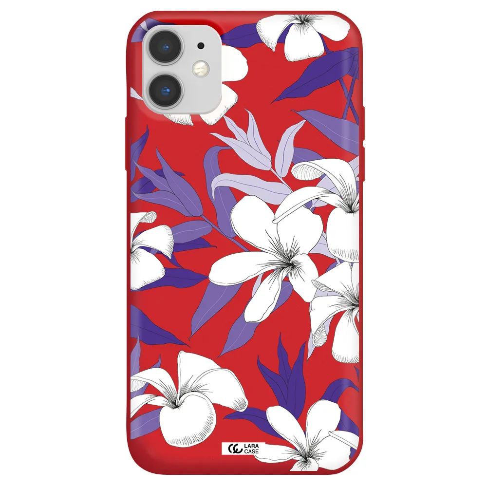 Purple Flower Apple iPhone 11 Silicone Imperial Red Case