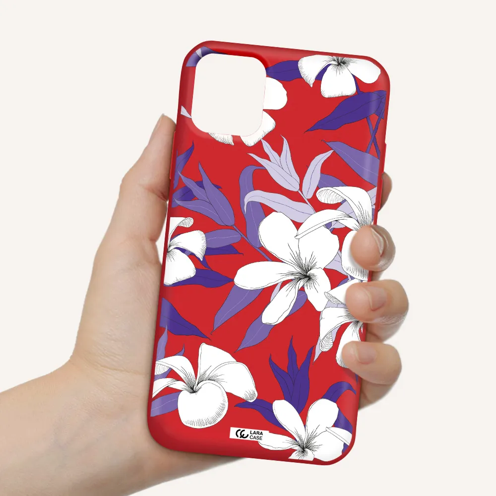 Purple Flower Apple iPhone 11 Silicone Imperial Red Case