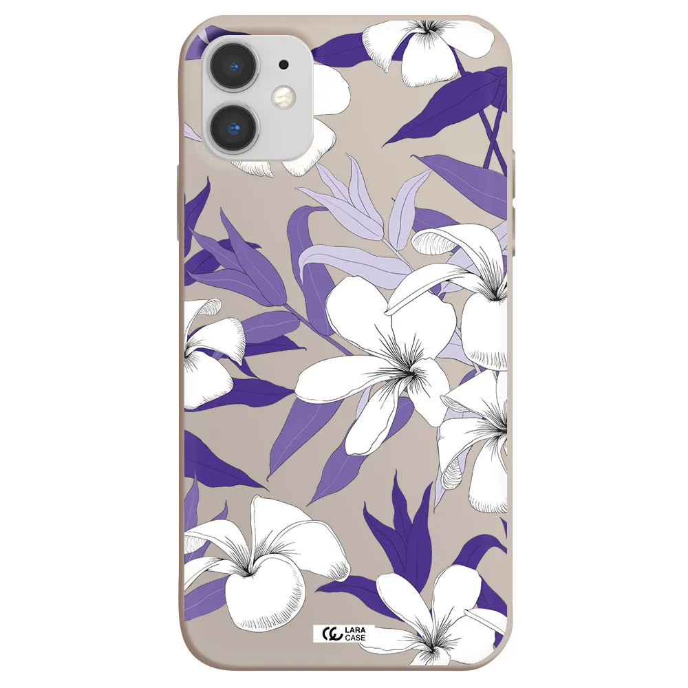 Purple Flower Apple iPhone 11 Silicone Stone Case