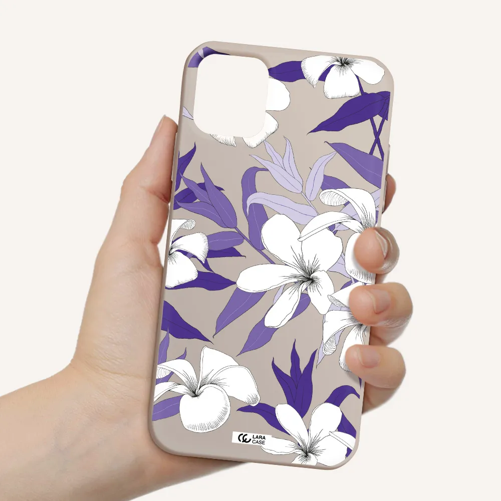 Purple Flower Apple iPhone 11 Silicone Stone Case