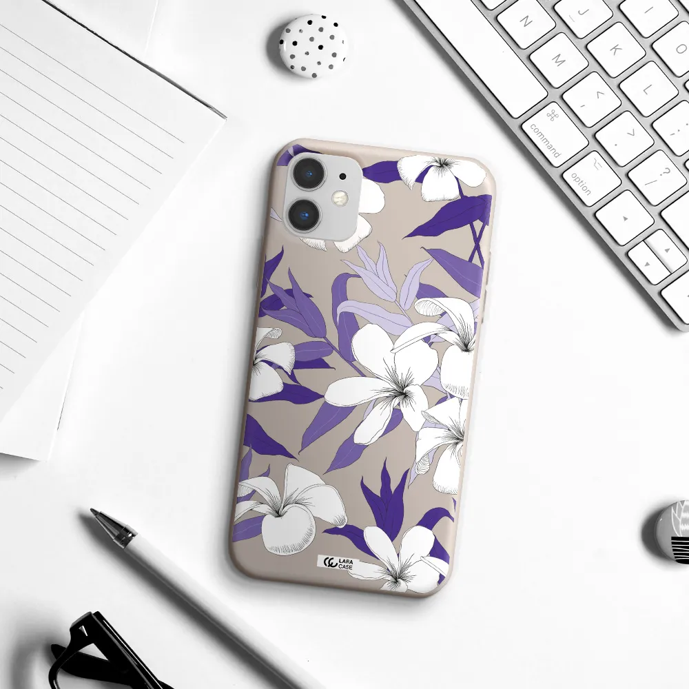 Purple Flower Apple iPhone 11 Silicone Stone Case