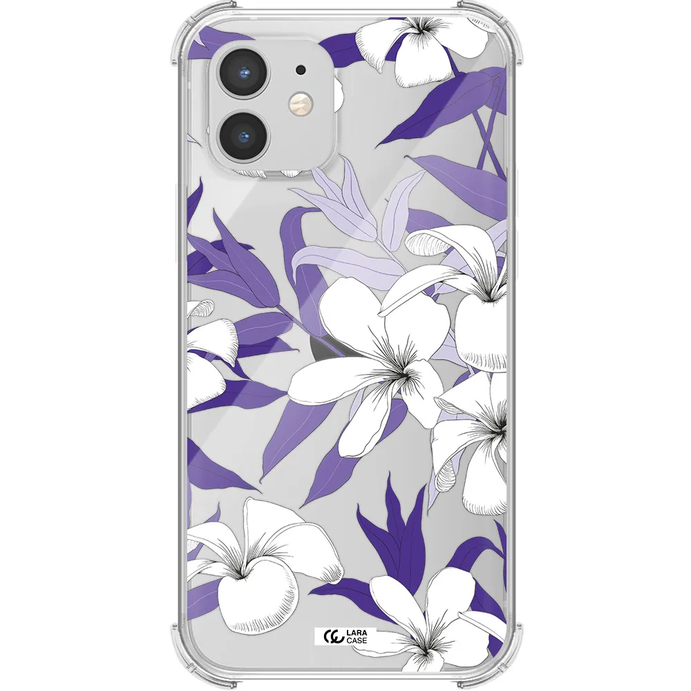 Purple Flower Apple iPhone 12 Clear PC Case