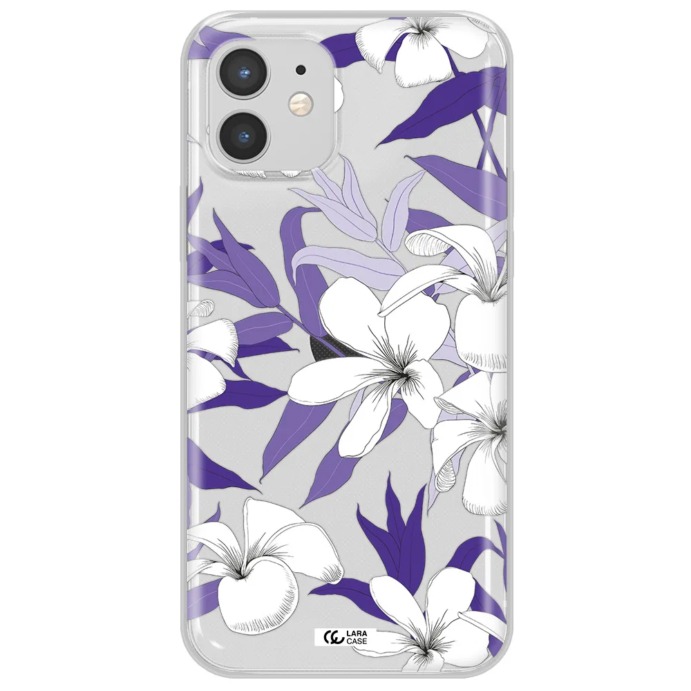 Purple Flower Apple iPhone 12 mini Clear TPU Case
