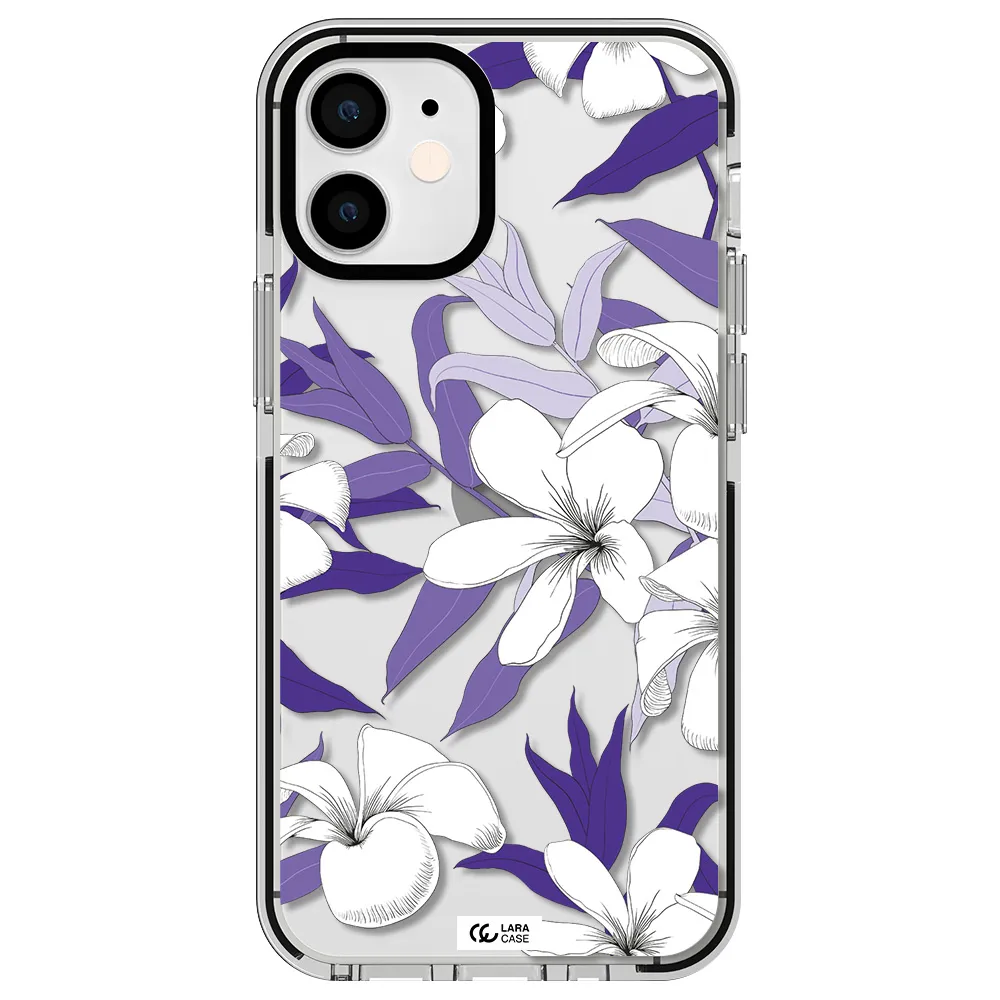 Purple Flower Apple iPhone 12 mini impact black border Case