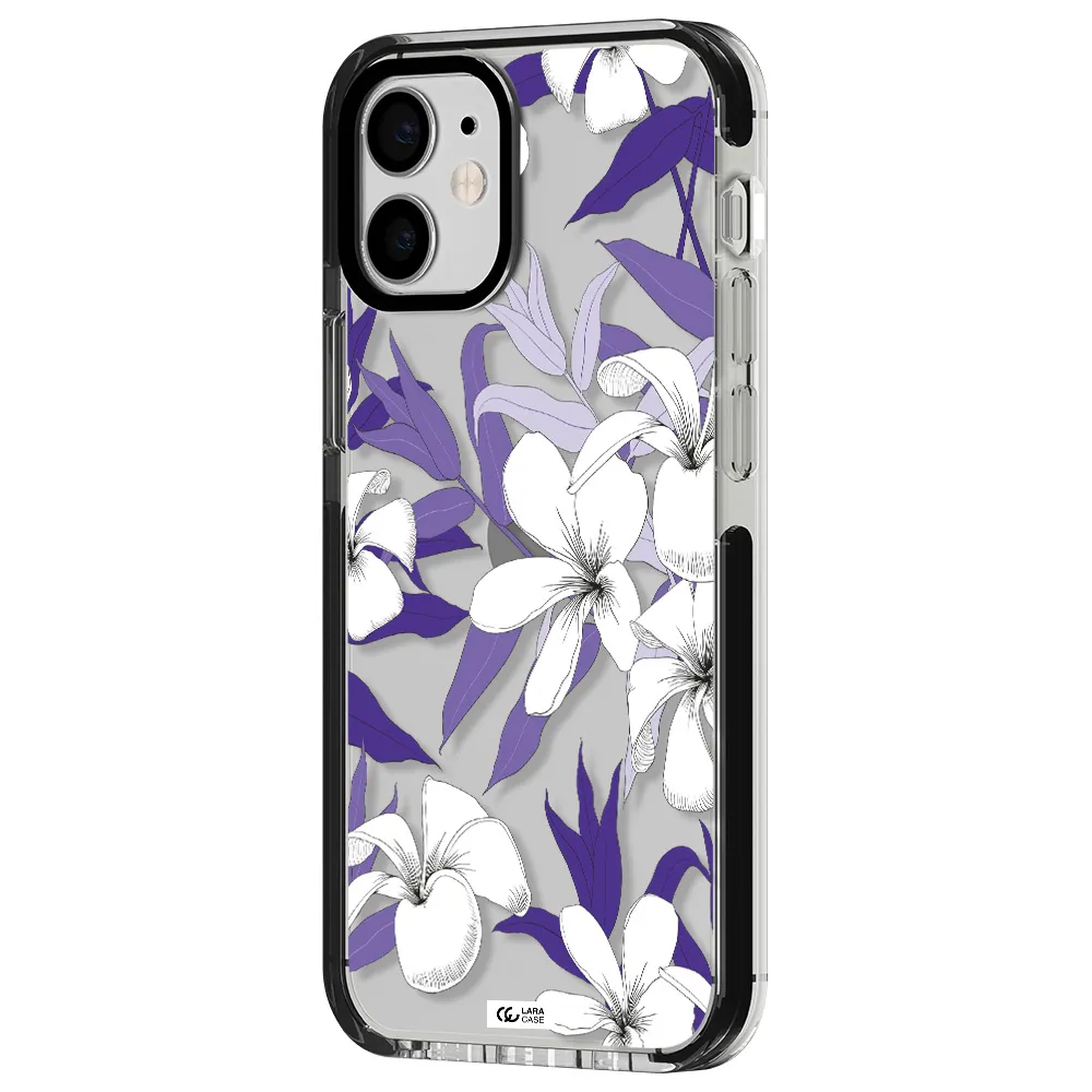 Purple Flower Apple iPhone 12 mini impact black border Case
