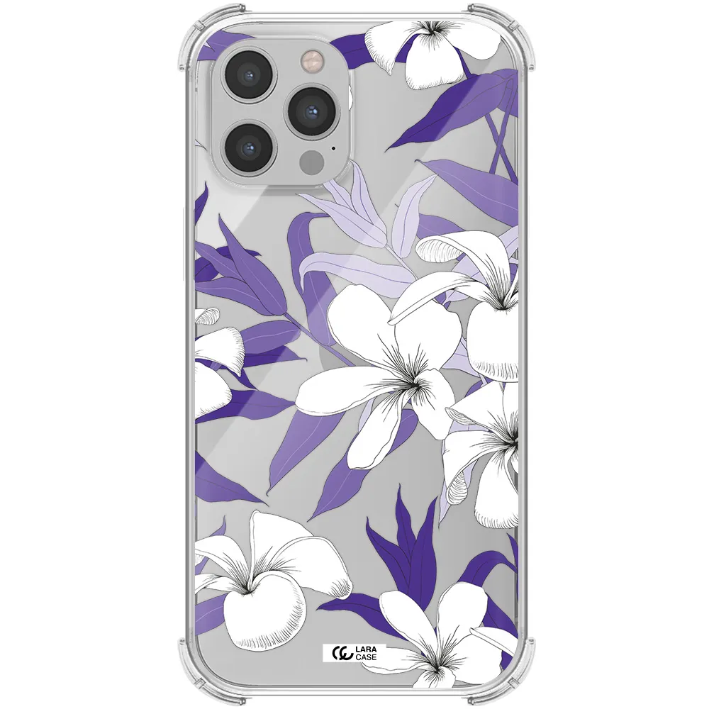 Purple Flower Apple iPhone 12 pro max Clear PC Case