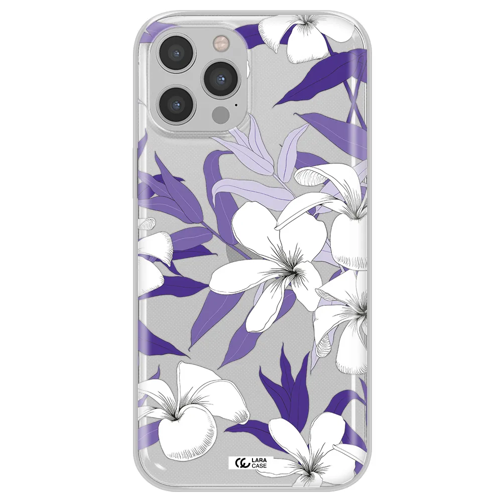 Purple Flower Apple iPhone 12 pro max Clear TPU Case