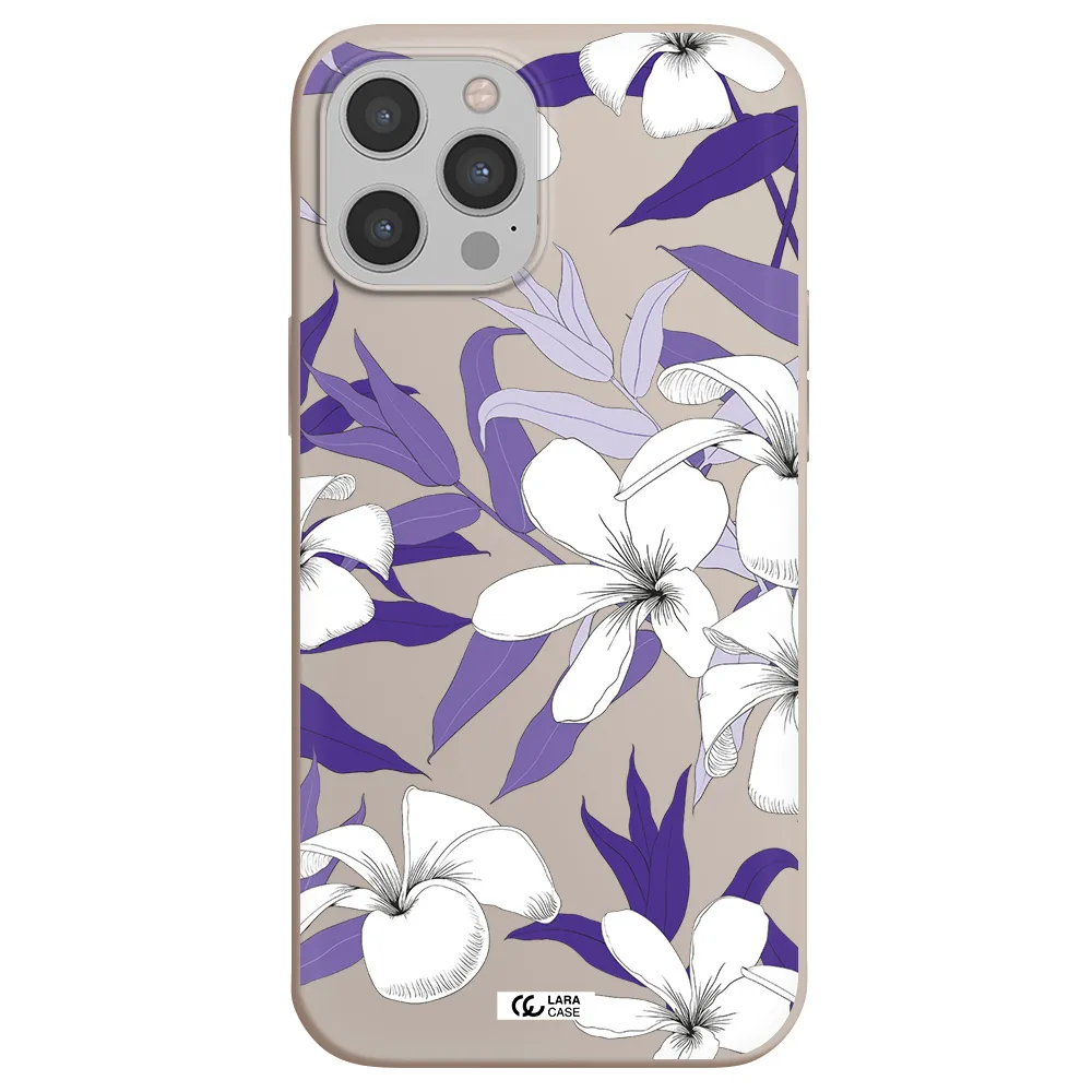 Purple Flower Apple iPhone 12 pro max Silicone Stone Case