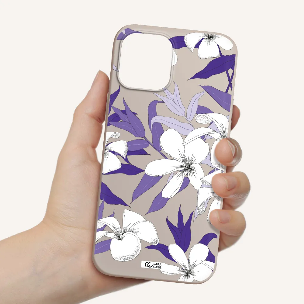Purple Flower Apple iPhone 12 pro max Silicone Stone Case