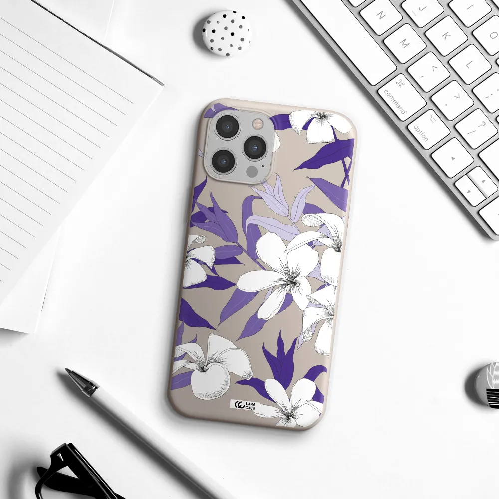 Purple Flower Apple iPhone 12 pro max Silicone Stone Case