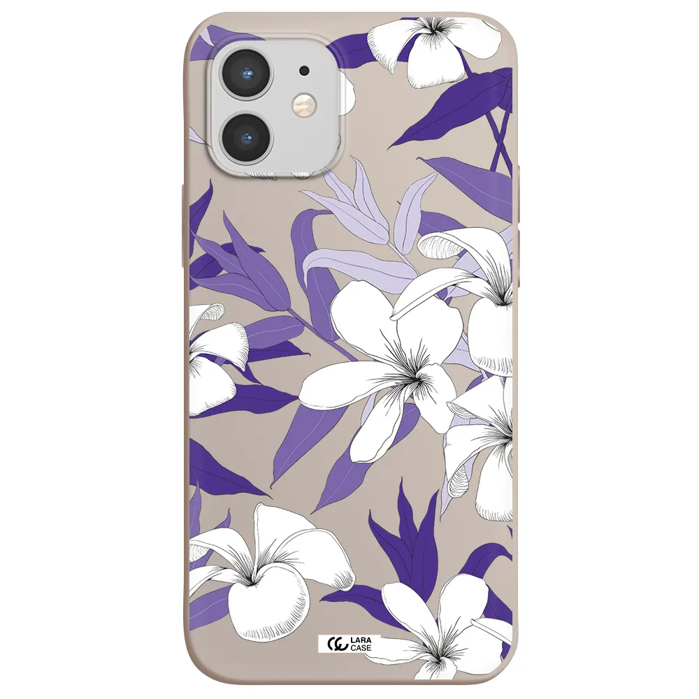 Purple Flower Apple iPhone 12 Silicone Stone Case