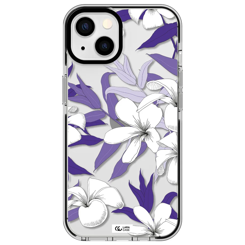 Purple Flower Apple iPhone 13 impact black border Case