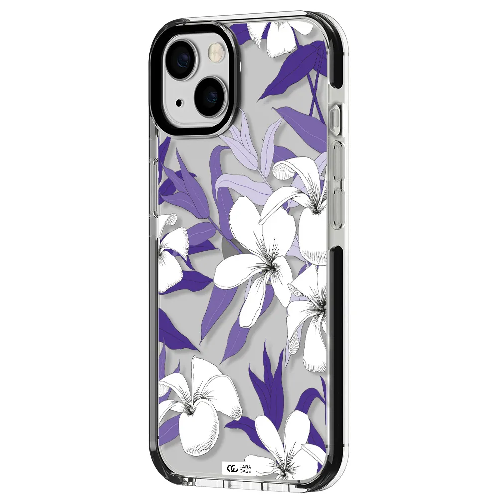 Purple Flower Apple iPhone 13 impact black border Case