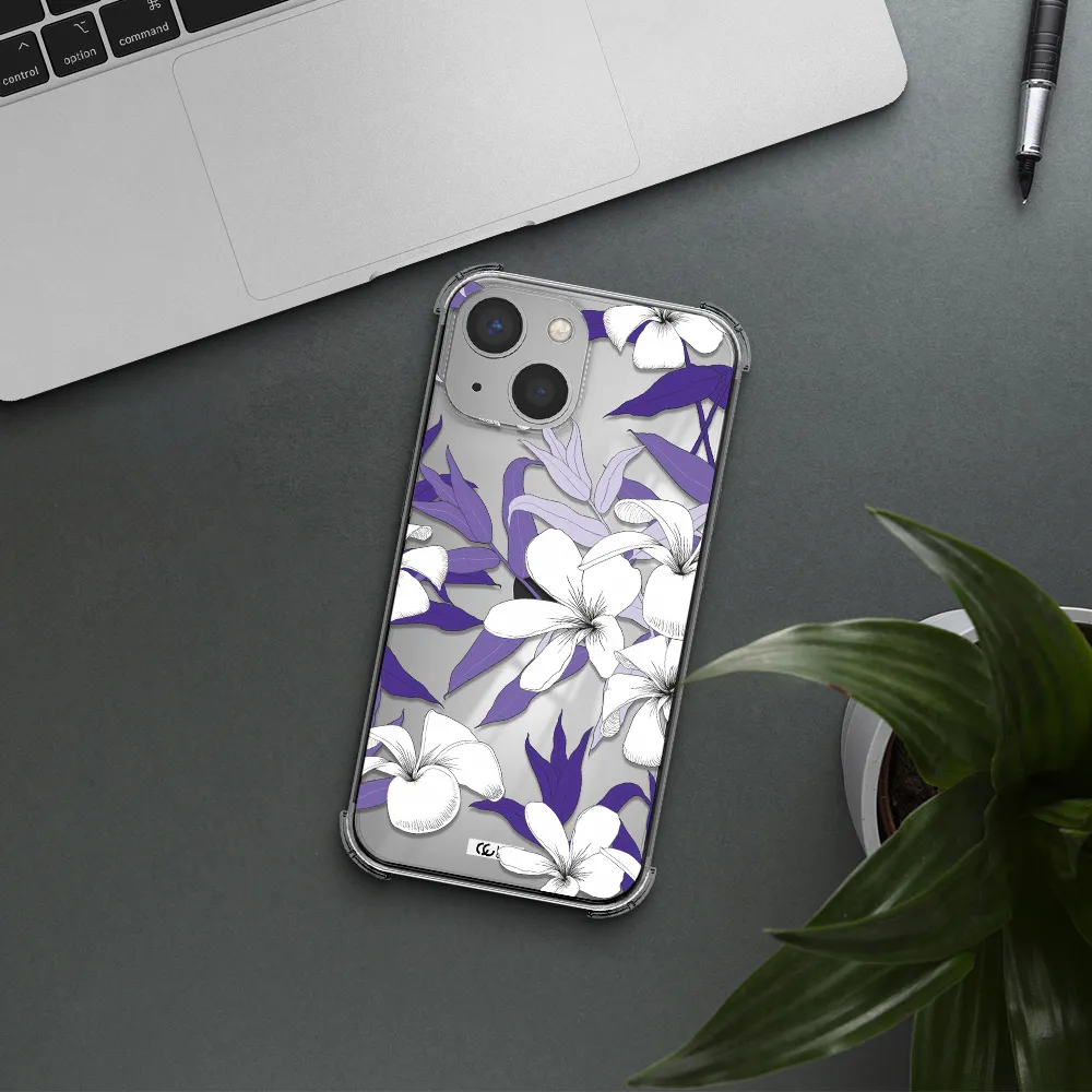 Purple Flower Apple iPhone 13 mini Clear PC Case