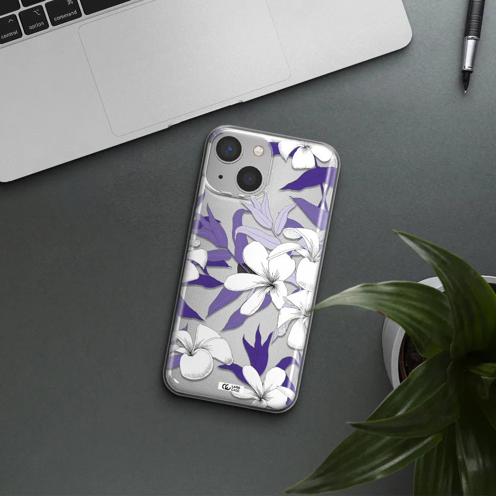 Purple Flower Apple iPhone 13 mini Clear TPU Case
