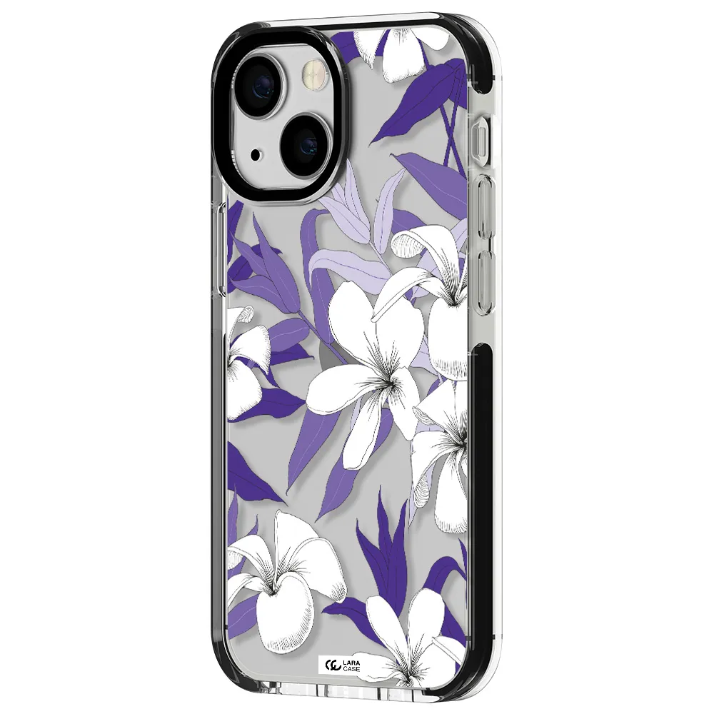 Purple Flower Apple iPhone 13 mini impact black border Case
