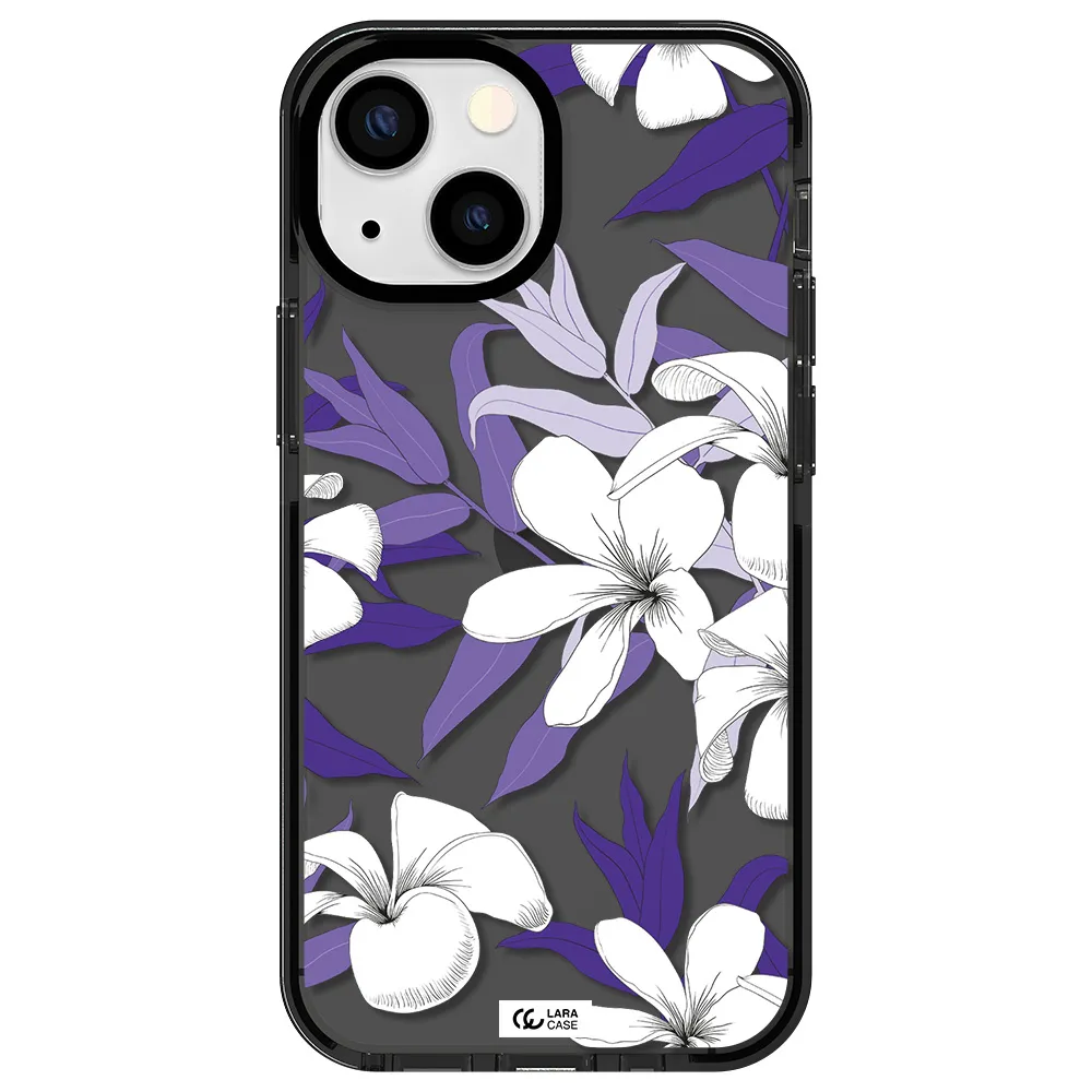 Purple Flower Apple iPhone 13 mini impact Smoke Black Case
