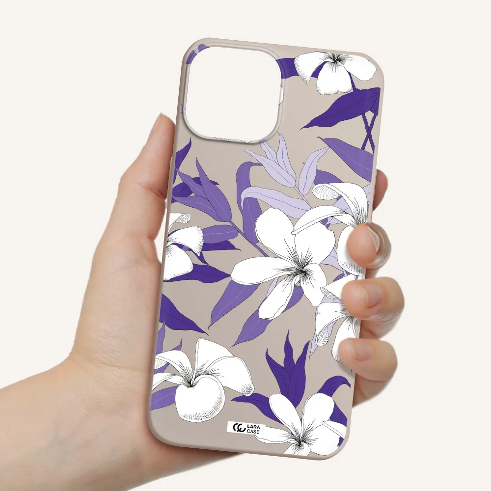 Purple Flower Apple iPhone 13 mini Silicone Stone Case