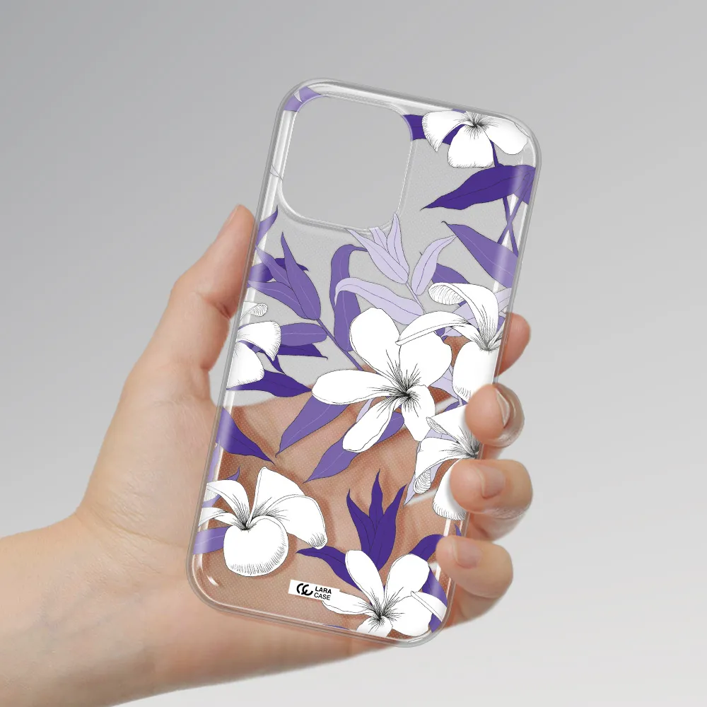 Purple Flower Apple iPhone 13 Pro Clear TPU Case