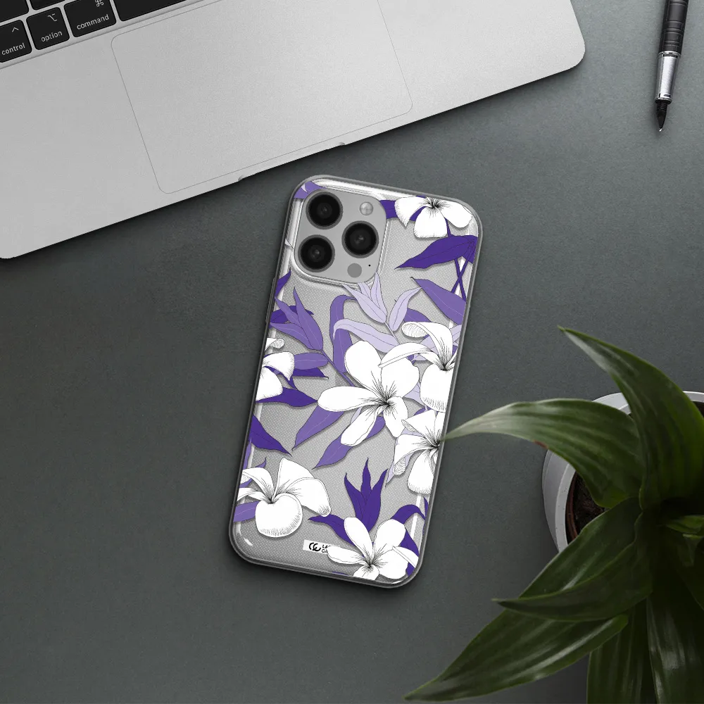 Purple Flower Apple iPhone 13 Pro Clear TPU Case