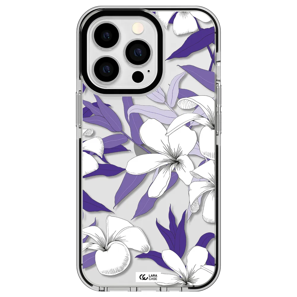Purple Flower Apple iPhone 13 Pro impact black border Case