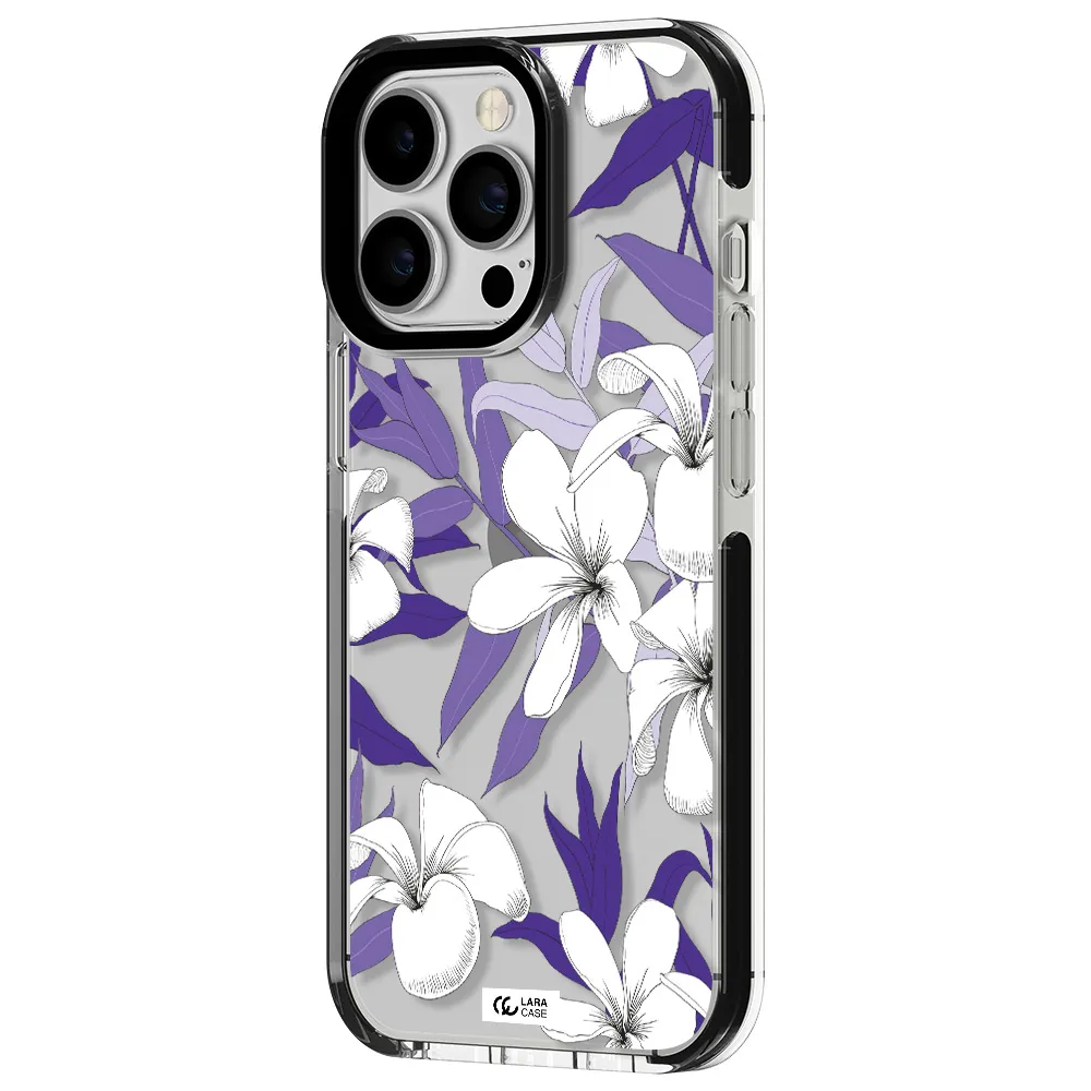 Purple Flower Apple iPhone 13 Pro impact black border Case