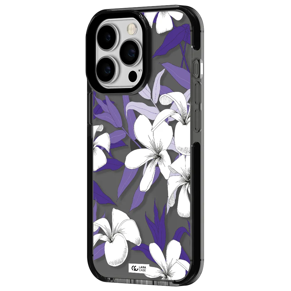 Purple Flower Apple iPhone 13 Pro impact Smoke Black Case