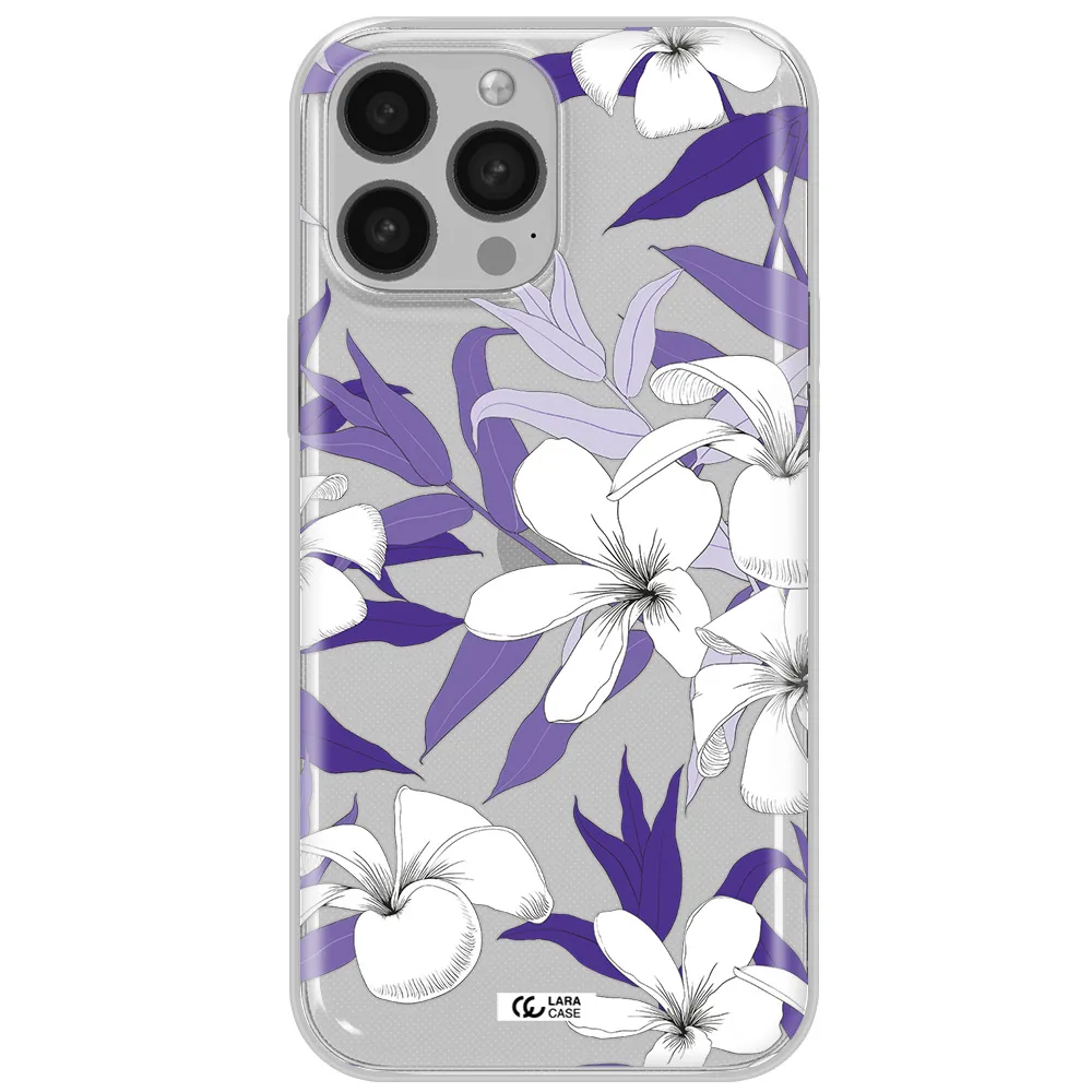 Purple Flower Apple iPhone 13 Pro Max Clear TPU Case
