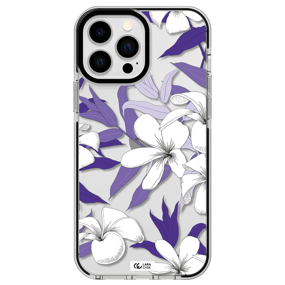 Purple Flower Apple iPhone 13 Pro Max impact black border Case