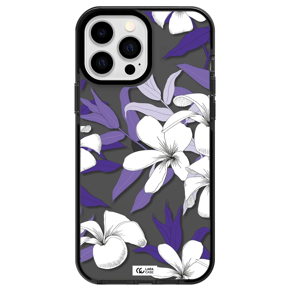 Purple Flower Apple iPhone 13 Pro Max impact Smoke Black Case