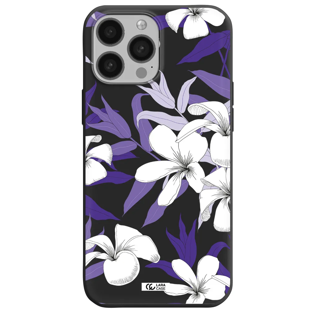 Purple Flower Apple iPhone 13 Pro Max Silicone black Case