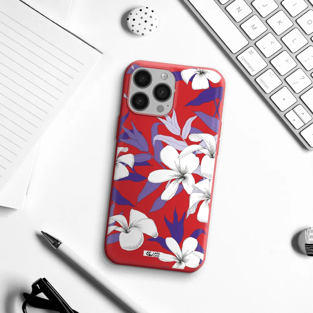 Purple Flower Apple iPhone 13 Pro Max Silicone Imperial Red Case