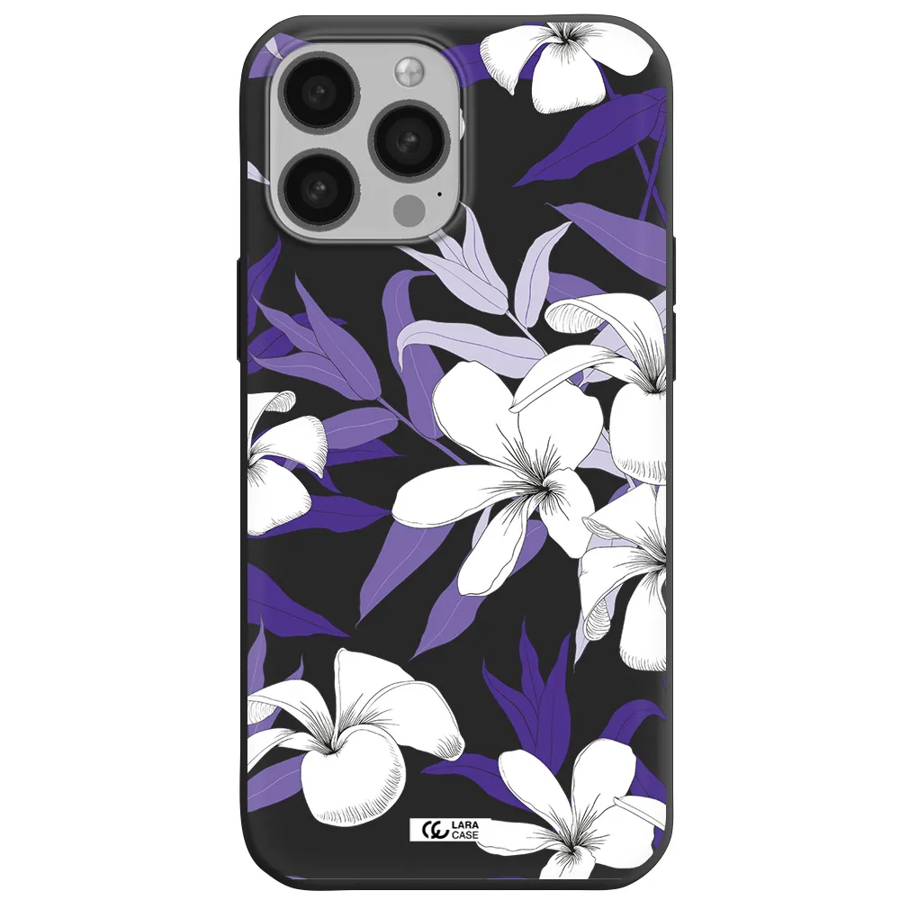 Purple Flower Apple iPhone 13 Pro Silicone black Case