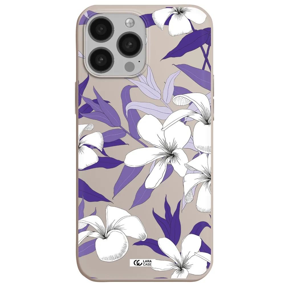 Purple Flower Apple iPhone 13 Pro Silicone Stone Case