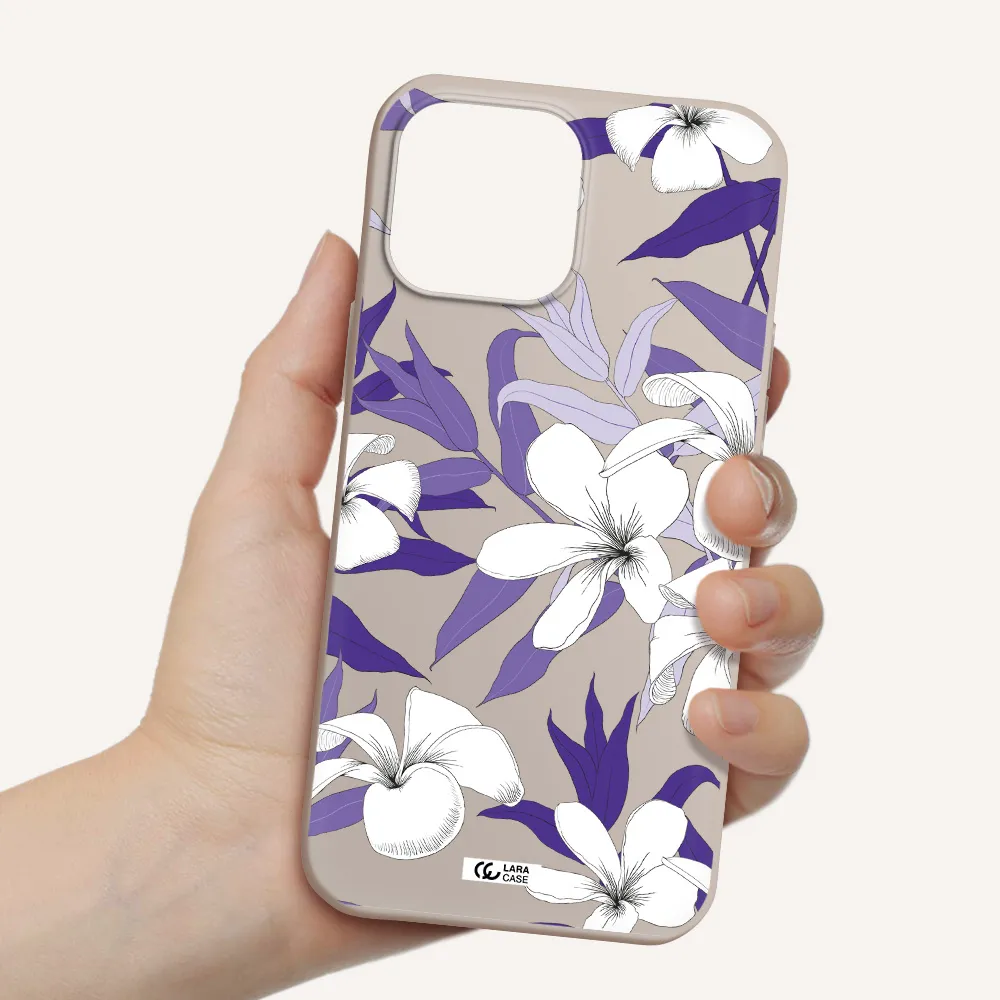 Purple Flower Apple iPhone 13 Pro Silicone Stone Case