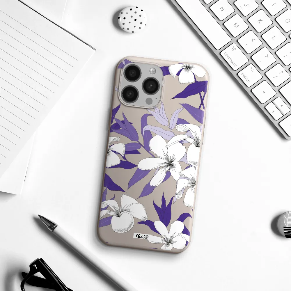 Purple Flower Apple iPhone 13 Pro Silicone Stone Case