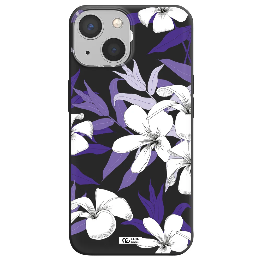 Purple Flower Apple iPhone 13 Silicone black Case