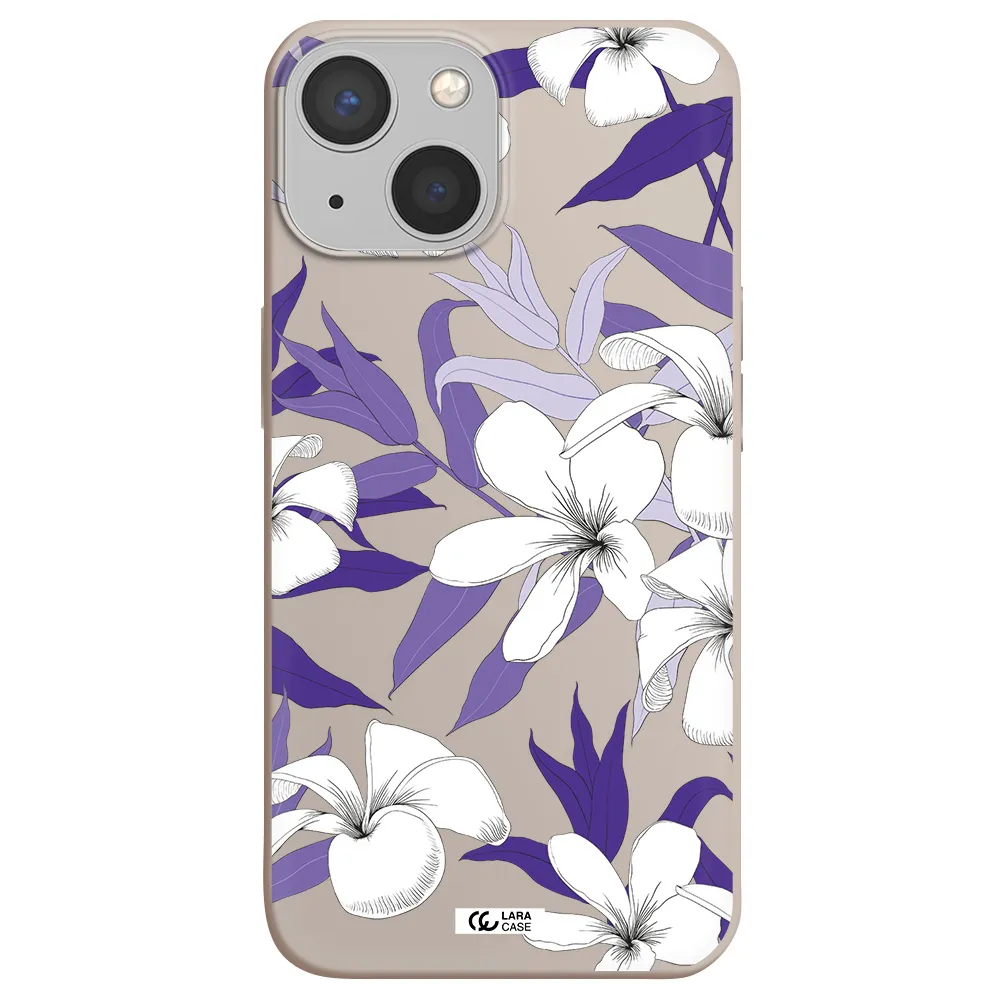 Purple Flower Apple iPhone 13 Silicone Stone Case