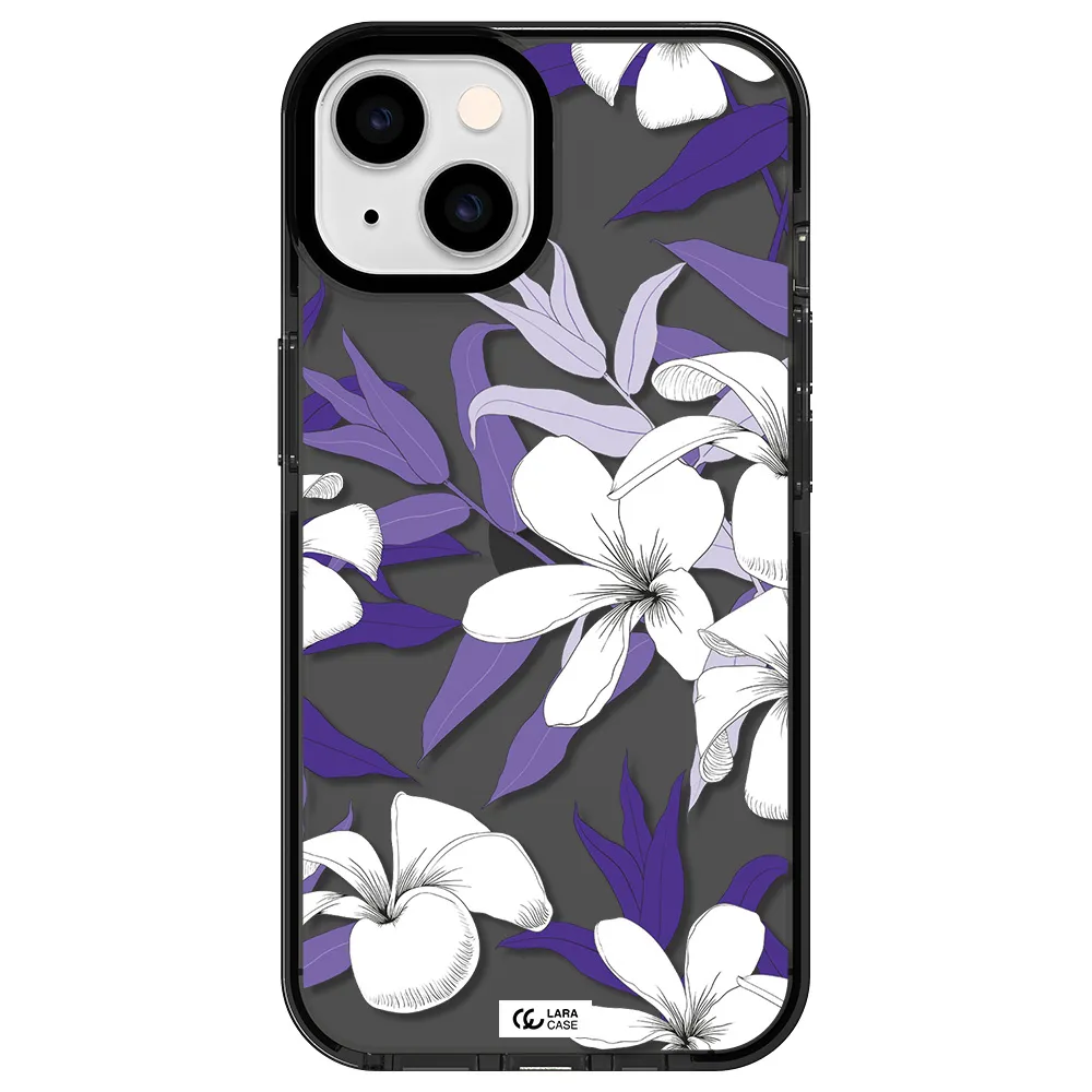 Purple Flower Apple iPhone 14 impact Smoke Black Case