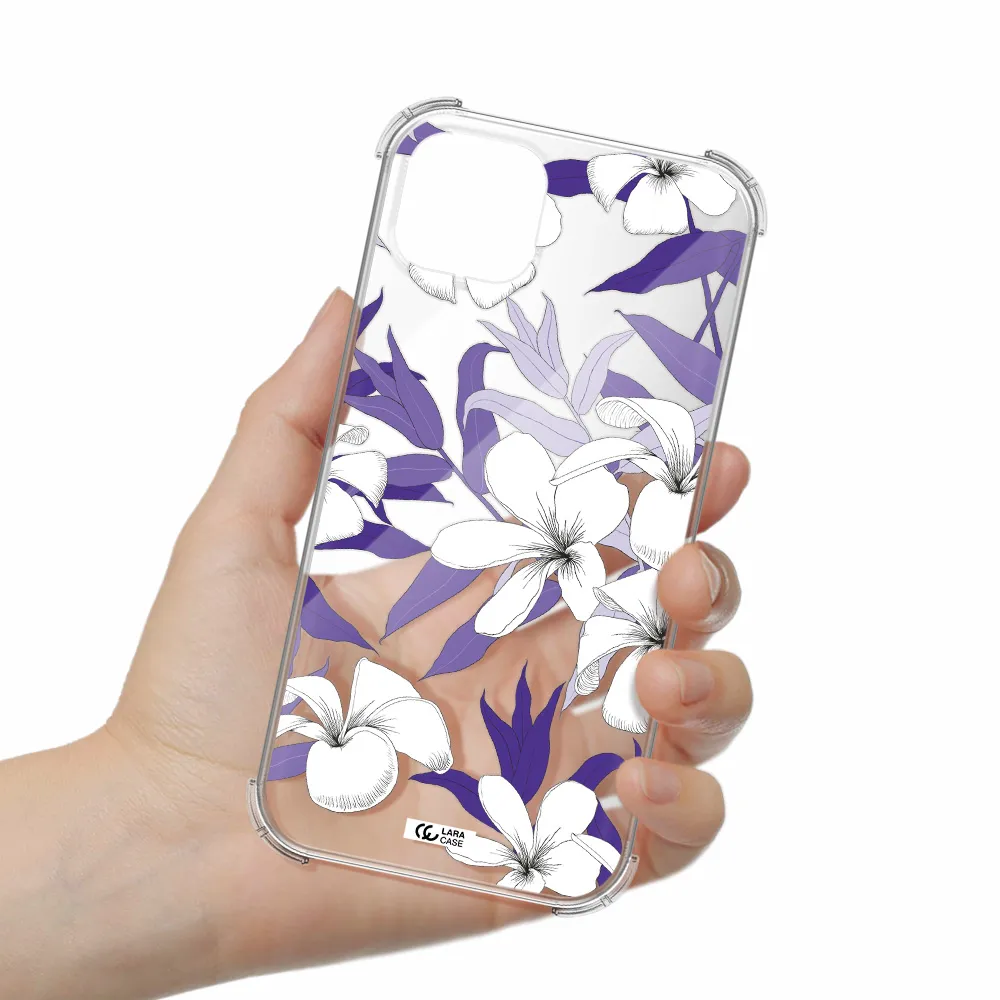 Purple Flower Apple iPhone 14 plus Clear PC Case