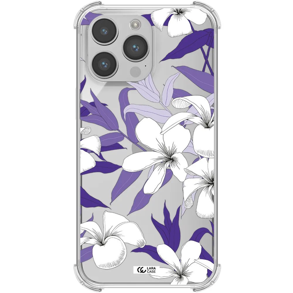 Purple Flower Apple iPhone 14 pro Clear PC Case