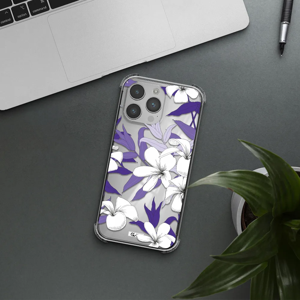 Purple Flower Apple iPhone 14 pro max Clear PC Case