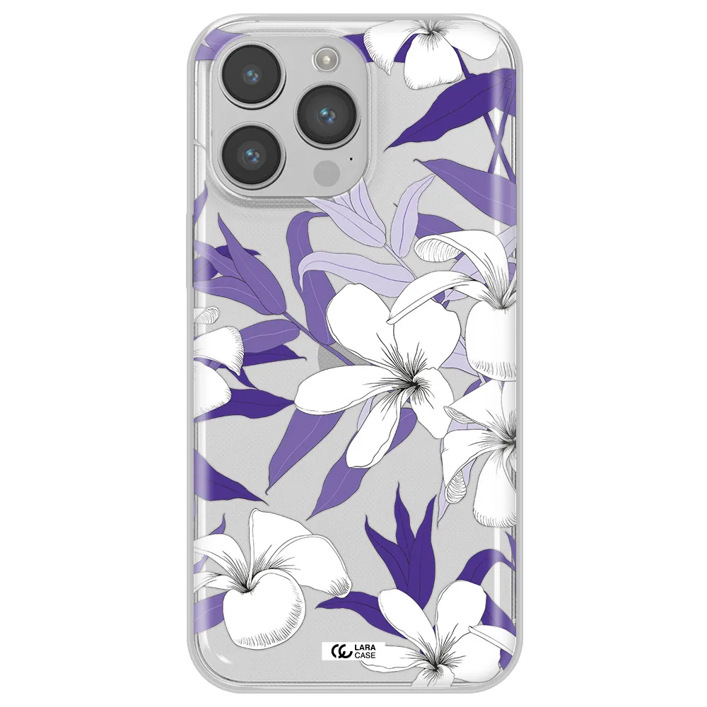 Purple Flower Apple iPhone 14 pro max Clear TPU Case