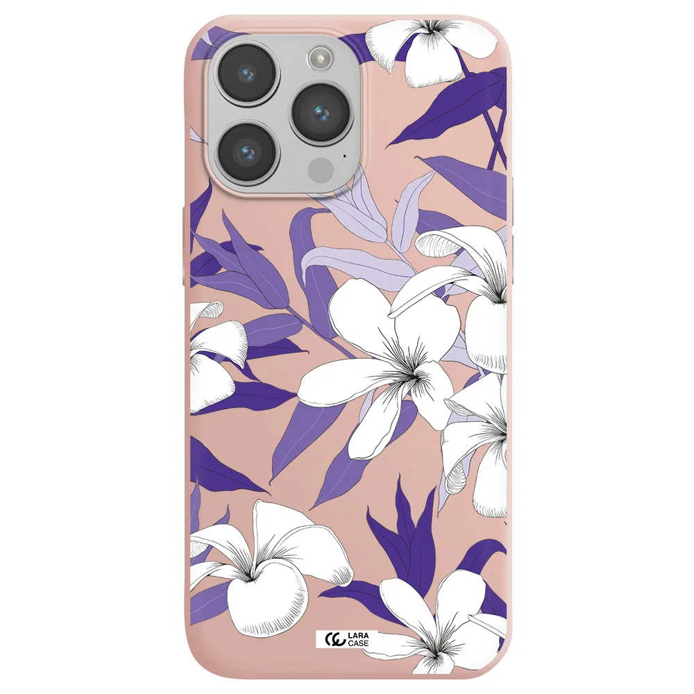 Purple Flower Apple iPhone 14 pro max Silicone pastel pink Case