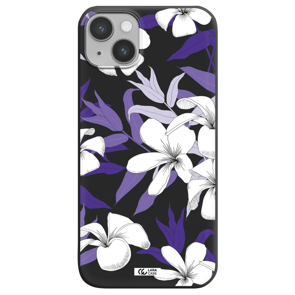 Purple Flower Apple iPhone 14 Silicone black Case