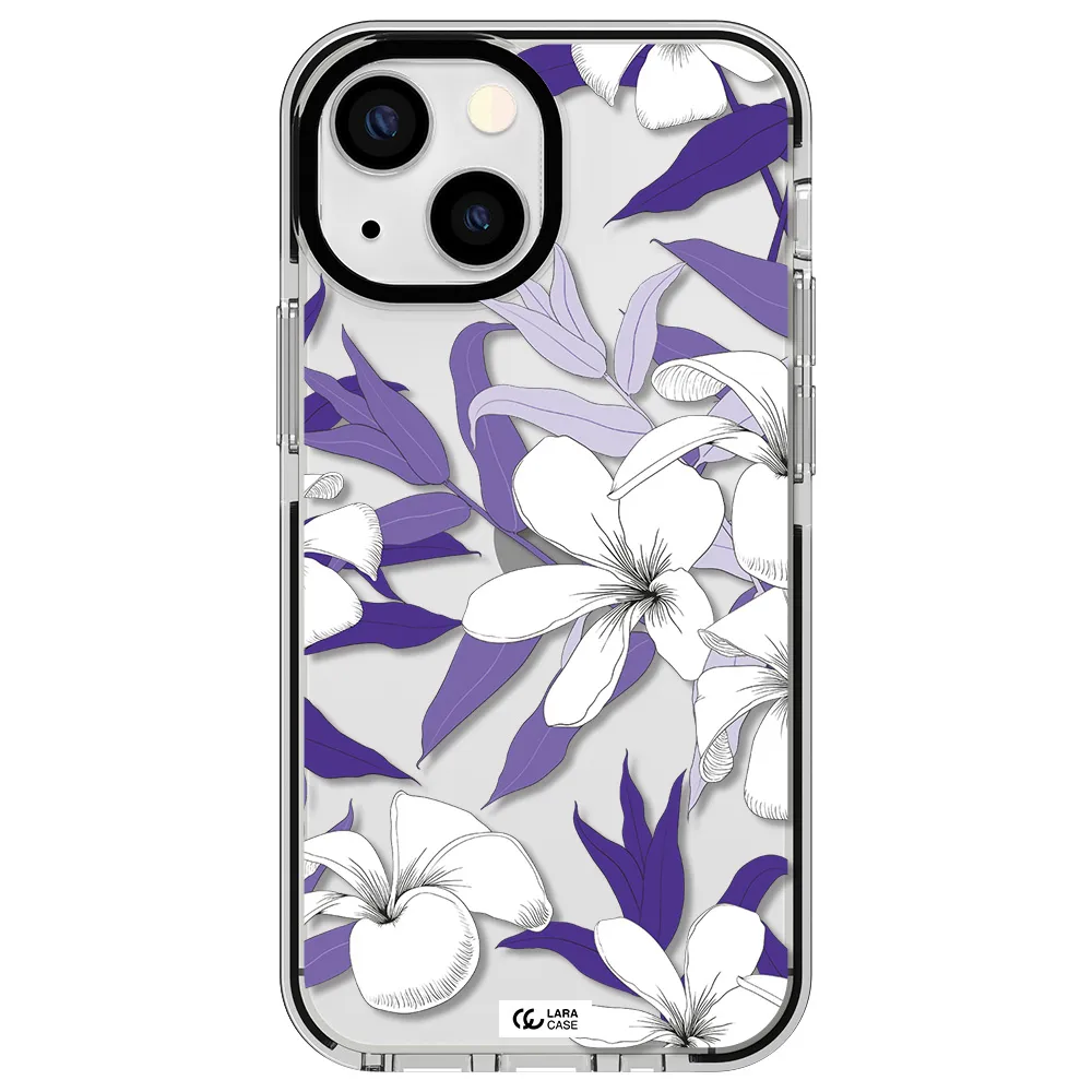 Purple Flower Apple iPhone 15 impact black border Case