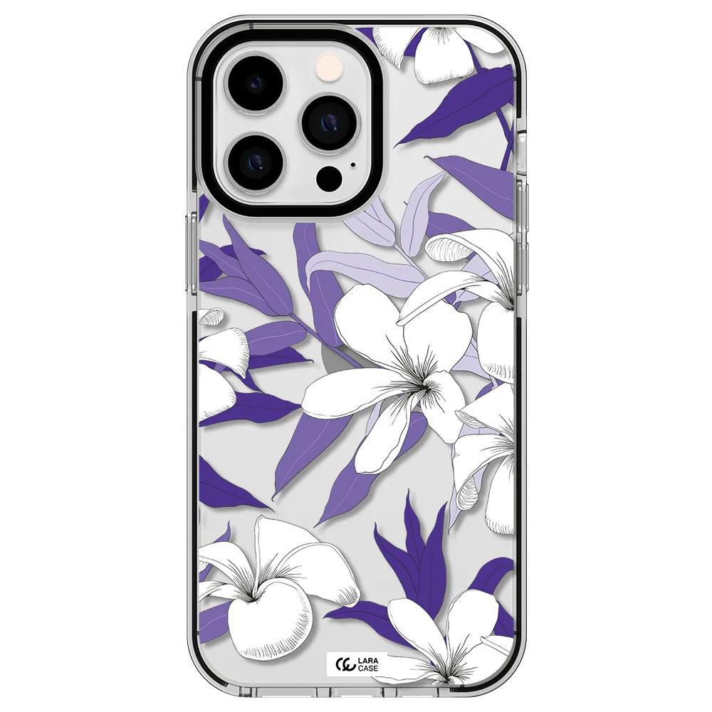 Purple Flower Apple iPhone 15 Pro impact black border Case