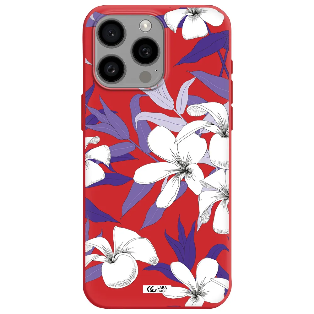Purple Flower Apple Iphone 15 Pro Max Silicone Imperial Red Case
