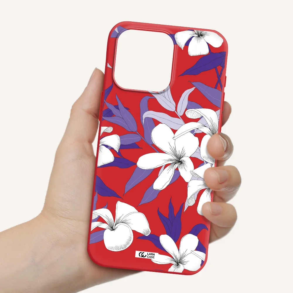 Purple Flower Apple Iphone 15 Pro Max Silicone Imperial Red Case