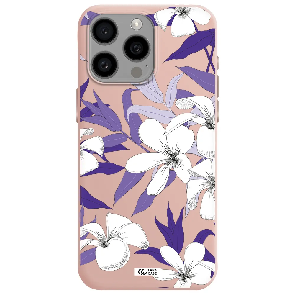 Purple Flower Apple Iphone 15 Pro max Silicone pastel pink Case